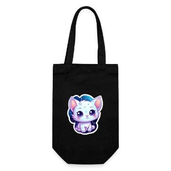 Cute cartoonish kitty floating in space - Gift Bag for Bottles - black - Front