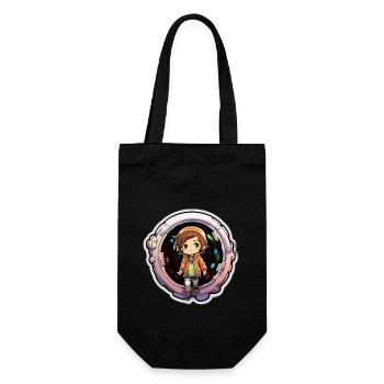 Whimsical Wanderer Cartoon Dimension Traveler - Geschenkbeutel für Flaschen - Schwarz - Vorne