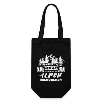 Ich brauche keine Therapie, nur Alpen überqueren - Geschenkbeutel für Flaschen - Schwarz - Vorne