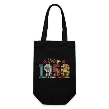Birthday 1958 Birthday born in 1958 retro - Gift Bag for Bottles - black - Front
