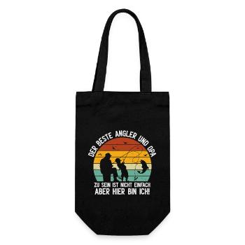 Der Beste Angler Und Opa Zu Sein Ist Nicht Einfach - Geschenkbeutel für Flaschen - Schwarz - Vorne