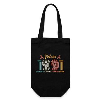 Geburtstag 1991 Geburtstag Jahrgang 1991 Retro - Geschenkbeutel für Flaschen - Schwarz - Vorne