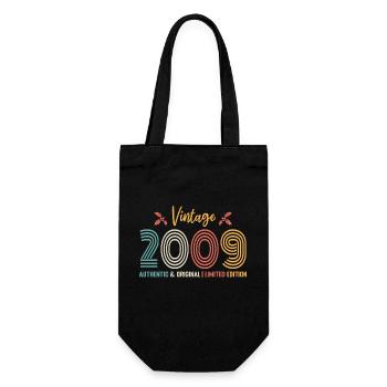 Birthday 2009 Birthday Born in 2009 Retro - Gift Bag for Bottles - black - Front