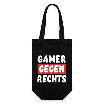 Gamer Gegen Rechts - Rechts Nein Danke - Geschenkbeutel für Flaschen - Schwarz - Vorne