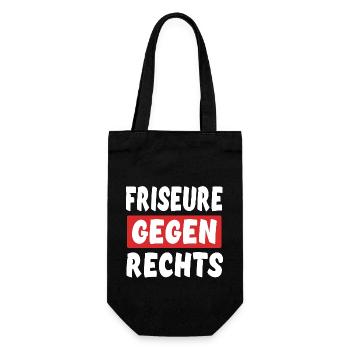 Friseure Gegen Rechts - Rechts Nein Danke - Geschenkbeutel für Flaschen - Schwarz - Vorne