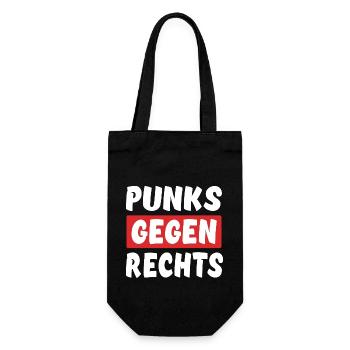 Punks Gegen Rechts - Rechts Nein Danke - Geschenkbeutel für Flaschen - Schwarz - Vorne