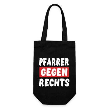 Pfarrer Gegen Rechts - Rechts Nein Danke - Geschenkbeutel für Flaschen - Schwarz - Vorne