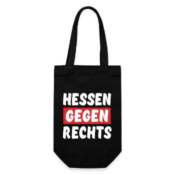 Hessen Gegen Rechts - Rechts Nein Danke - Geschenkbeutel für Flaschen - Schwarz - Vorne