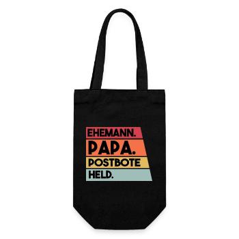Ehemann Papa Beruf Postbote Held - Geschenkbeutel für Flaschen - Schwarz - Vorne
