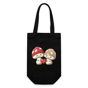 Champignons Couple Amour Coeur Saint Valentin - Sac à bouteille - noir - Devant