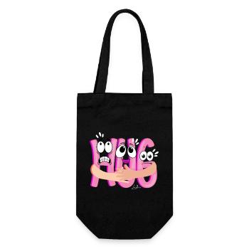 Pink Cartoon Kuscheln - Humorvoll - Geschenkbeutel für Flaschen - Schwarz - Vorne