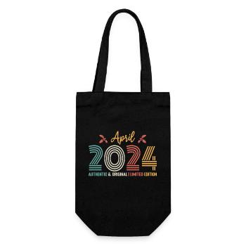 April 2024 Geburtstag April 2024 Retro - Geschenkbeutel für Flaschen - Schwarz - Vorne