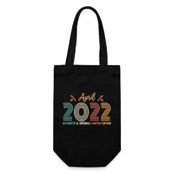 April 2022 Birthday April 2022 Retro - Gift Bag for Bottles - black - Front