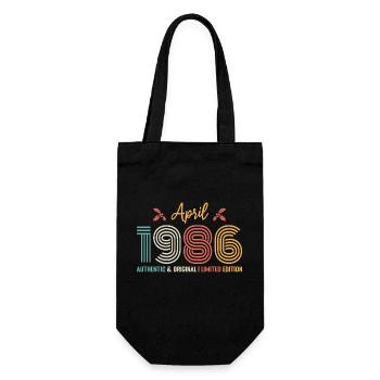 April 1986 Geburtstag April 1986 Retro - Geschenkbeutel für Flaschen - Schwarz - Vorne