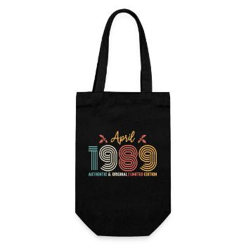 April 1989 Anniversary April 1989 Retro - Gift Bag for Bottles - black - Front