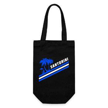 Santorini Greece flag palm trees - Gift Bag for Bottles - black - Front