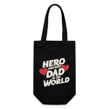 Held und bester Dad Papa in der Welt Vatertag - Geschenkbeutel für Flaschen - Schwarz - Vorne