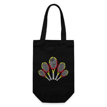Tennis Shirt Schläger Racket spanisch Madrid - Geschenkbeutel für Flaschen - Schwarz - Vorne