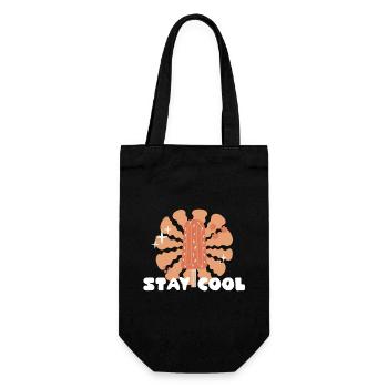stay cool eis retro 70er positive vibe spread love - Geschenkbeutel für Flaschen - Schwarz - Vorne