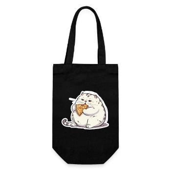 Fat round cat is only interested in pizza - Gift Bag for Bottles - black - Front
