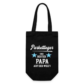 Parkettleger Bester Papa Vatertag Geburtstag - Geschenkbeutel für Flaschen - Schwarz - Vorne