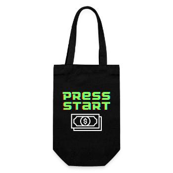 Press Start Retro Arcade Geldschein - Geschenkbeutel für Flaschen - Schwarz - Vorne