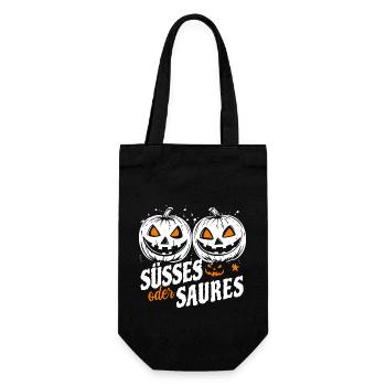 Halloween Zwillinge - Süßes oder Saures - Geschenkbeutel für Flaschen - Schwarz - Vorne