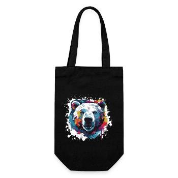 Polar Bear Head Portrait Animal Polar Bear Pop Art - Gift Bag for Bottles - black - Front