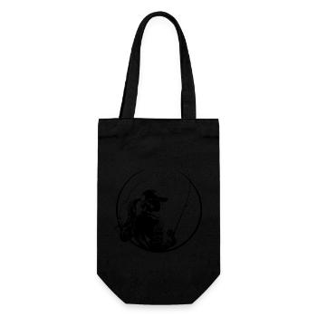 Fishing Woman Silhouette - Gift Bag for Bottles - black - Front