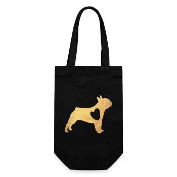 Pug Gold Dog Heart Pug Life Dog Love Fan Walk - Gift Bag for Bottles - black - Front
