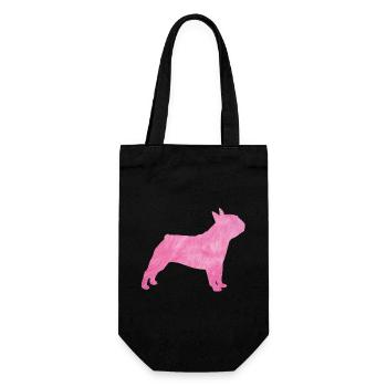 Mops flauschig Fell Hund rosa Herrchen Frauchen - Geschenkbeutel für Flaschen - Schwarz - Vorne