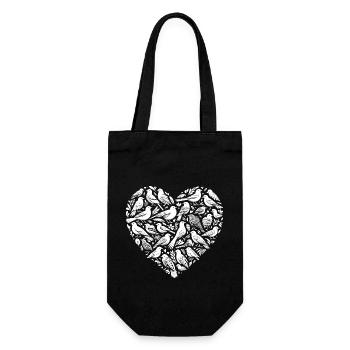 Birds Heartshape Bird Birdwatching Birdwatcher - Gift Bag for Bottles - black - Front