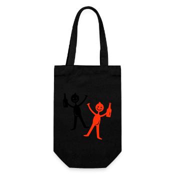 Bière buvant Figurine bâton - Sac à bouteille - noir - Devant