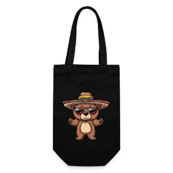 Bear Comic Funny Sombrero - Gift Bag for Bottles - black - Front