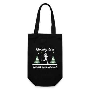 Laufen im Winterwunderland (Frau) - Geschenkbeutel für Flaschen - Schwarz - Vorne