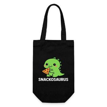 Verspielter Dinosaurier mit Pizzastück - Geschenkbeutel für Flaschen - Schwarz - Vorne