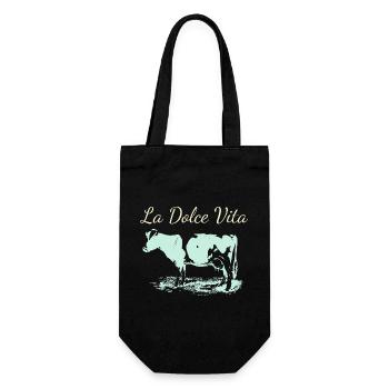 Vache laitière de La Dolce Vita en négatif - Sac à bouteille - noir - Devant
