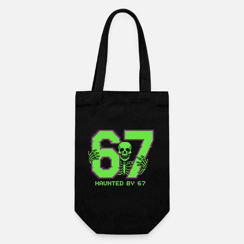 Six Seven Meme Haunted by 67 Retro Pixel - Geschenkbeutel für Flaschen - Schwarz