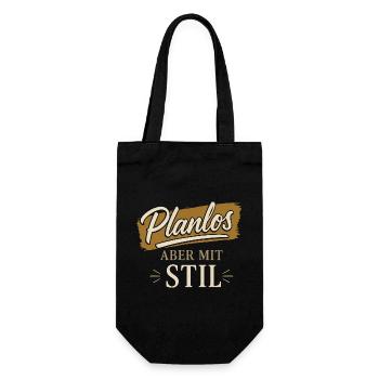 Planlos aber mit Stil - Geschenkbeutel für Flaschen - Schwarz - Vorne