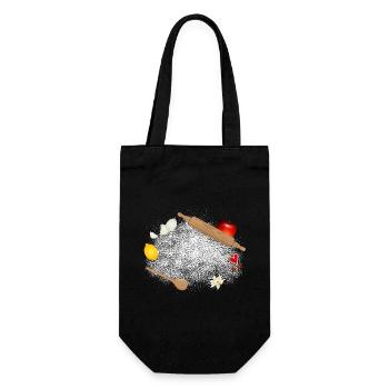 Flour and ingredients – atmospheric kitchen motif - Gift Bag for Bottles - black - Front