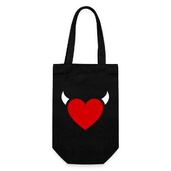 Little Devil Heart Horns - Gift Bag for Bottles - black - Front
