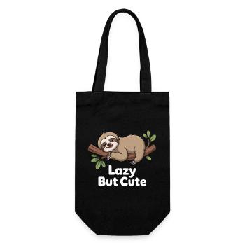 Lazy But Cute – Kawaii Faultier - Geschenkbeutel für Flaschen - Schwarz - Vorne
