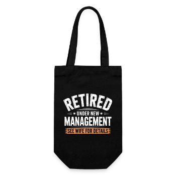 Retired Under New Management See Wife for Details - Gift Bag for Bottles - black - Front