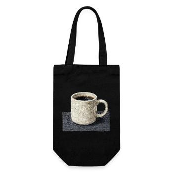 Bestickte Tasse Filterkaffee, langsamer Kaffee (gedruckt) - Geschenkbeutel für Flaschen - Schwarz - Vorne