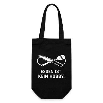 Essen ist kein Hobby – minimalistisches Koch Shirt - Geschenkbeutel für Flaschen - Schwarz - Vorne