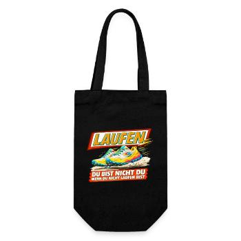 Laufen - Du bist nur Du wenn Du läufst - Geschenkbeutel für Flaschen - Schwarz - Vorne