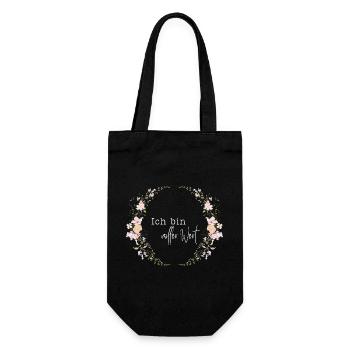 I Am Full Value - Flower Wreath - For Birth - Gift Bag for Bottles - black - Front