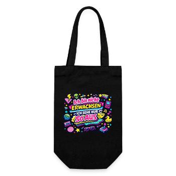 Ich bin nicht erwachsen – Retro - Geschenkbeutel für Flaschen - Schwarz - Vorne
