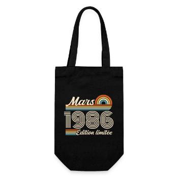 40e Cadeau d’anniversaire - Né en mars 1986 - Sac à bouteille - noir - Devant