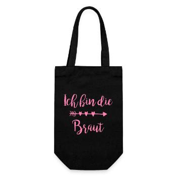 Ich bin die Braut Herzpfeil Script - Geschenkbeutel für Flaschen - Schwarz - Vorne